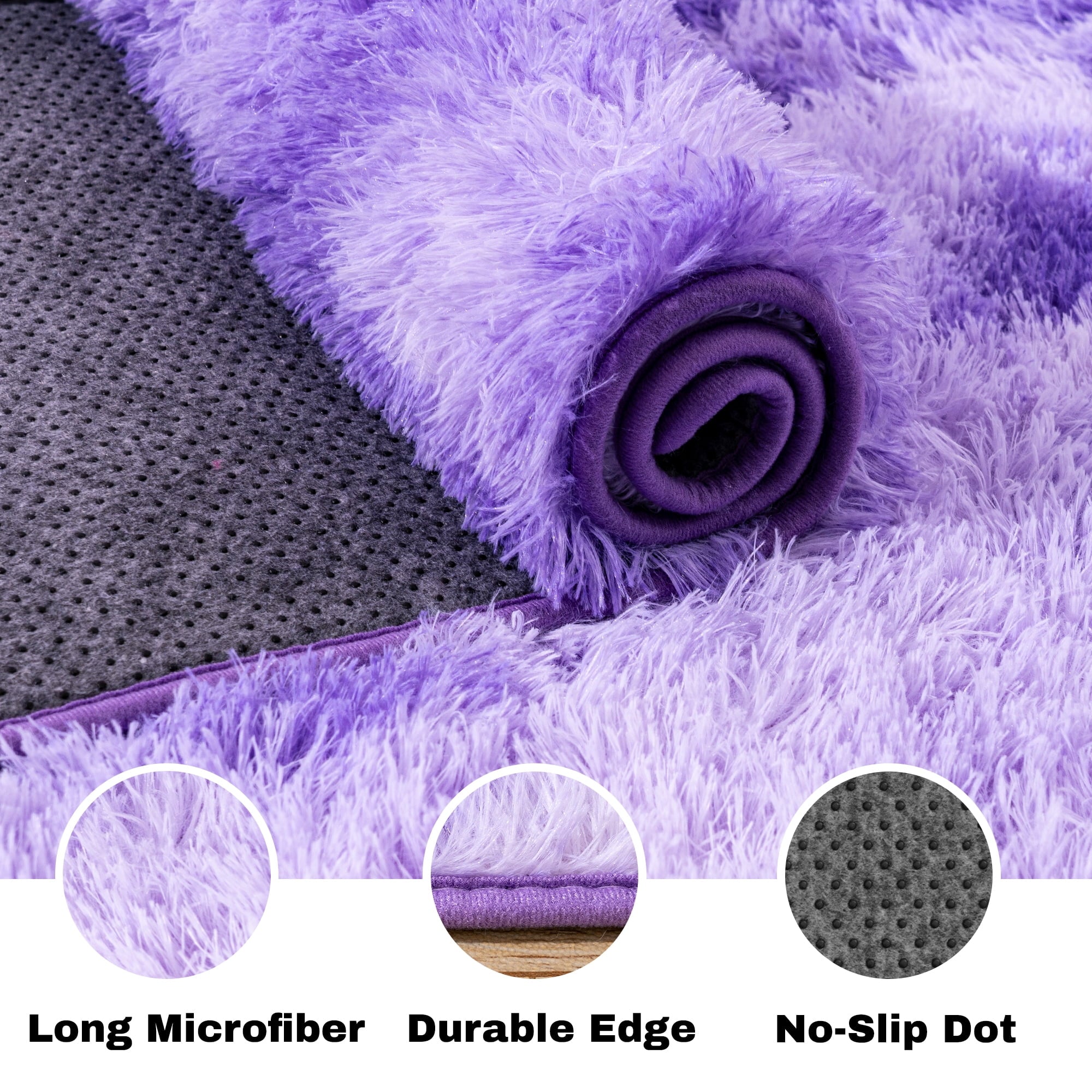 Super Soft Fluffy Rug for Bedroom,6X9 Tie-Dye Purple Anti-Skid Plush Floor Carpet for Living Room Home Decor