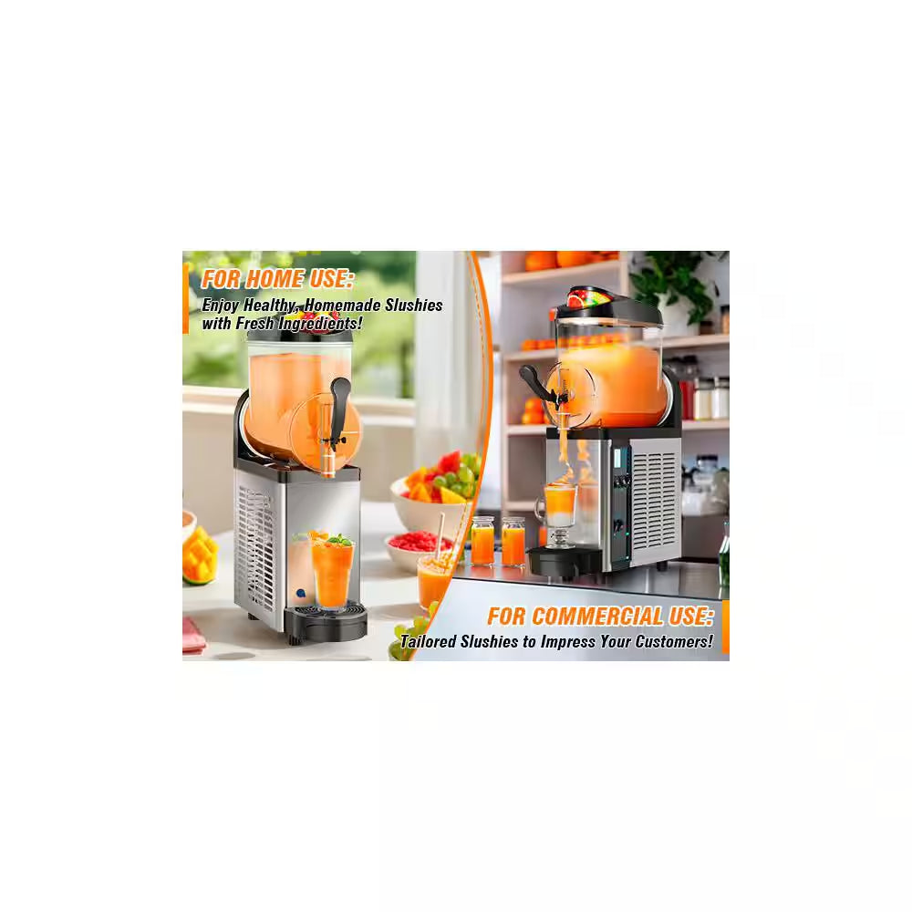 Commercial Slushy Machine 405Oz. Silver Snow Cone Machine 12L Single Bowl Food-Grade PC Tank, 400W Frozen Drink Machine
