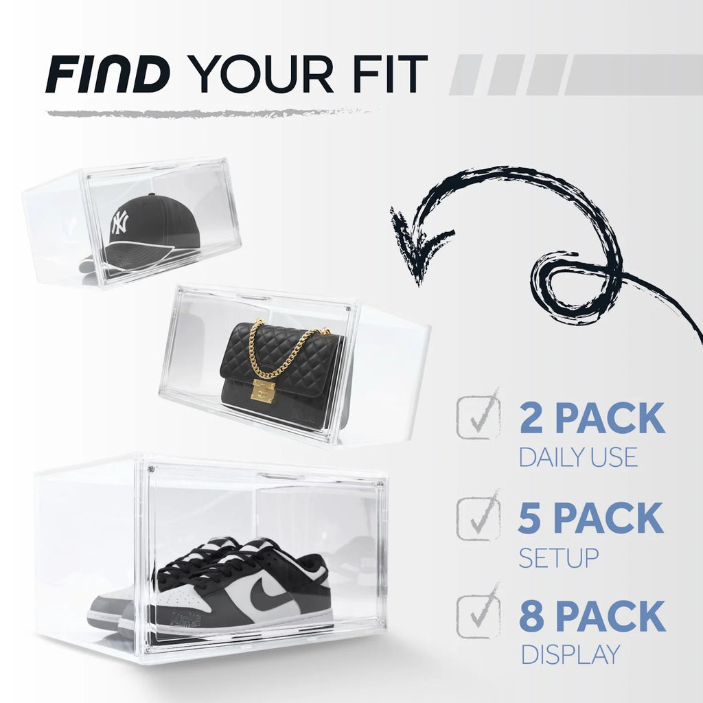 XL Clear Plastic Shoe Storage Box, Stackable with Lids for Sneakers up to Size 13, 2 Pack