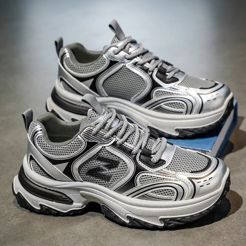 Free Shipping Designer Casual Shoes 2025 New Breathable Mesh Shoes for Men Versatile Thick Soled Height Increasing Casual Sports Shoes Trendy Shoes Beige