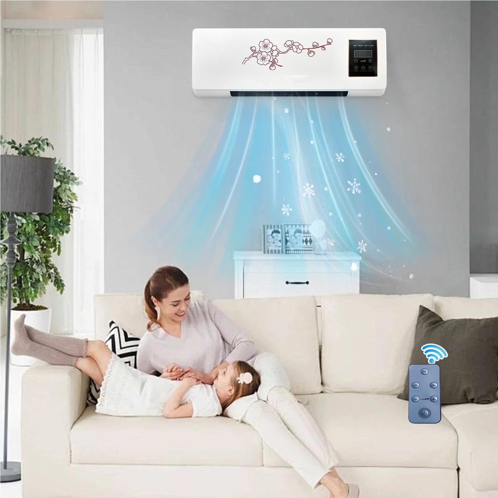 15000 BTU Smart Window Air Conditioner, Fan & Dehumidifier, 450 Sq. Ft., Remote Control, Wall-Mounted Coolings and Heating AC Unit, Operates Quietly, Energy-Saving