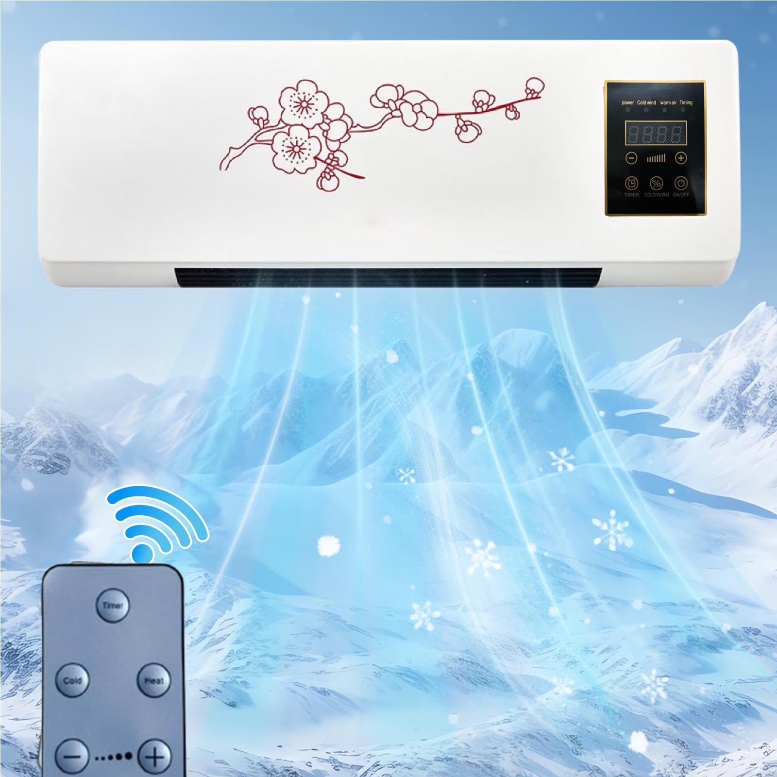 15000 BTU Smart Window Air Conditioner, Fan & Dehumidifier, 450 Sq. Ft., Remote Control, Wall-Mounted Coolings and Heating AC Unit, Operates Quietly, Energy-Saving